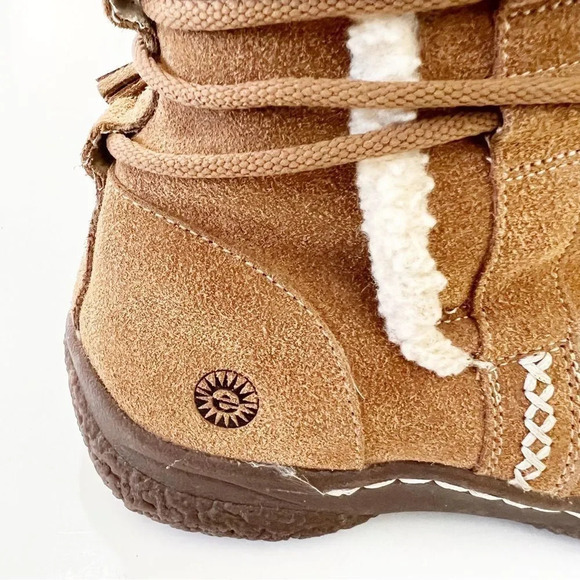 Earth Paula II Brown Suede Wrap Boot Faux Shearling Women’s‎ Size 10 Winter Warm - Picture 4 of 11